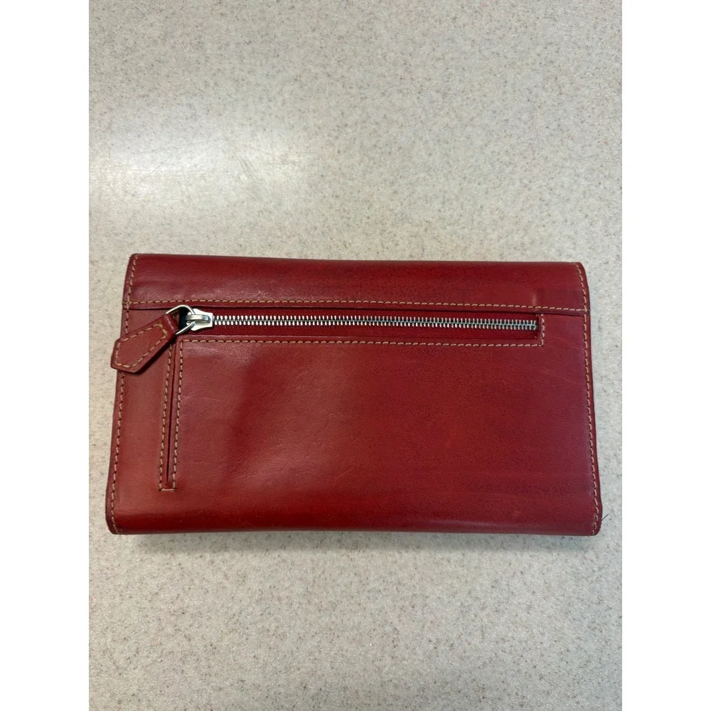 Vintage Dooney & Bourke Florentine Red Leather Checkbook Wallet Organizer